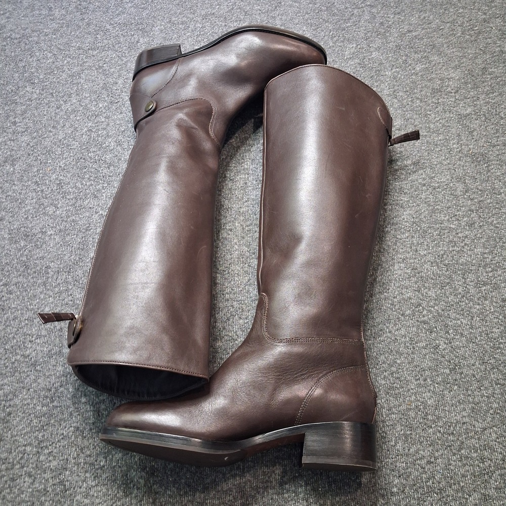 Joan & David Brown Leather Riding Boots Tall Rear Zip Equestrian 7M FSD 0812